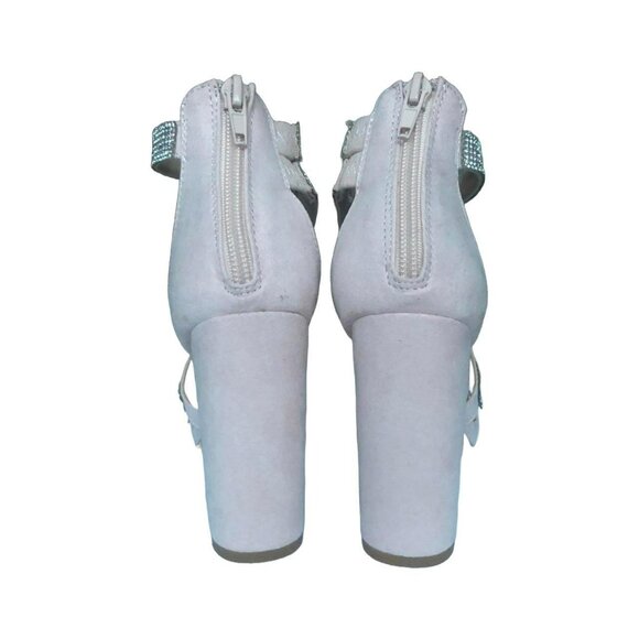 Strappy Diamanté Block Heels [PINK] - Picture 5 of 8